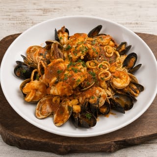 Zuppa Di Pesce Over Linguini